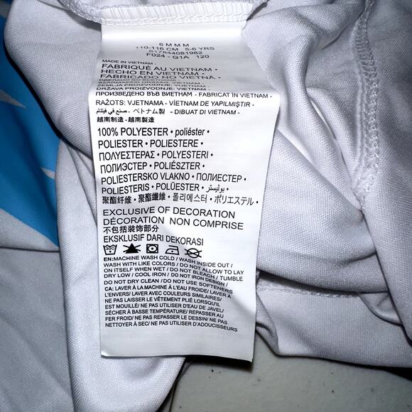 Nike Short Set Boys Size 6  White Blue Swoosh Short Sleeve Shirt Gray Shorts NWT - Picture 8 of 8